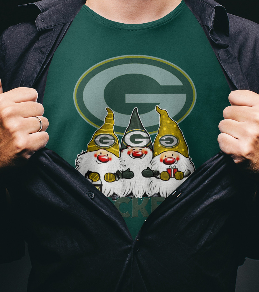 Green Bay Packers Gnomes With Team Logo On Green T-Shirt