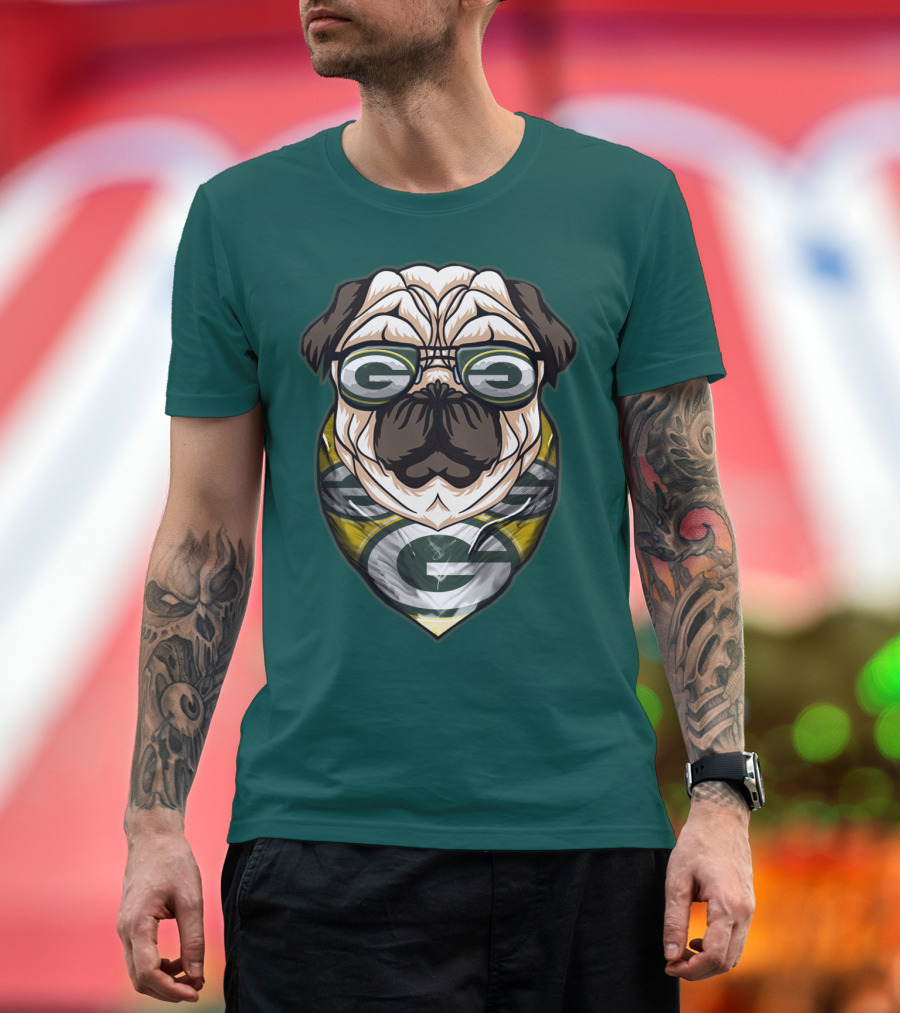 Green Bay Packers Pet Lover Pug Dog Football T-Shirt