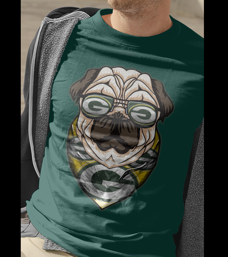 Green Bay Packers Pet Lover Pug Dog Football T-Shirt