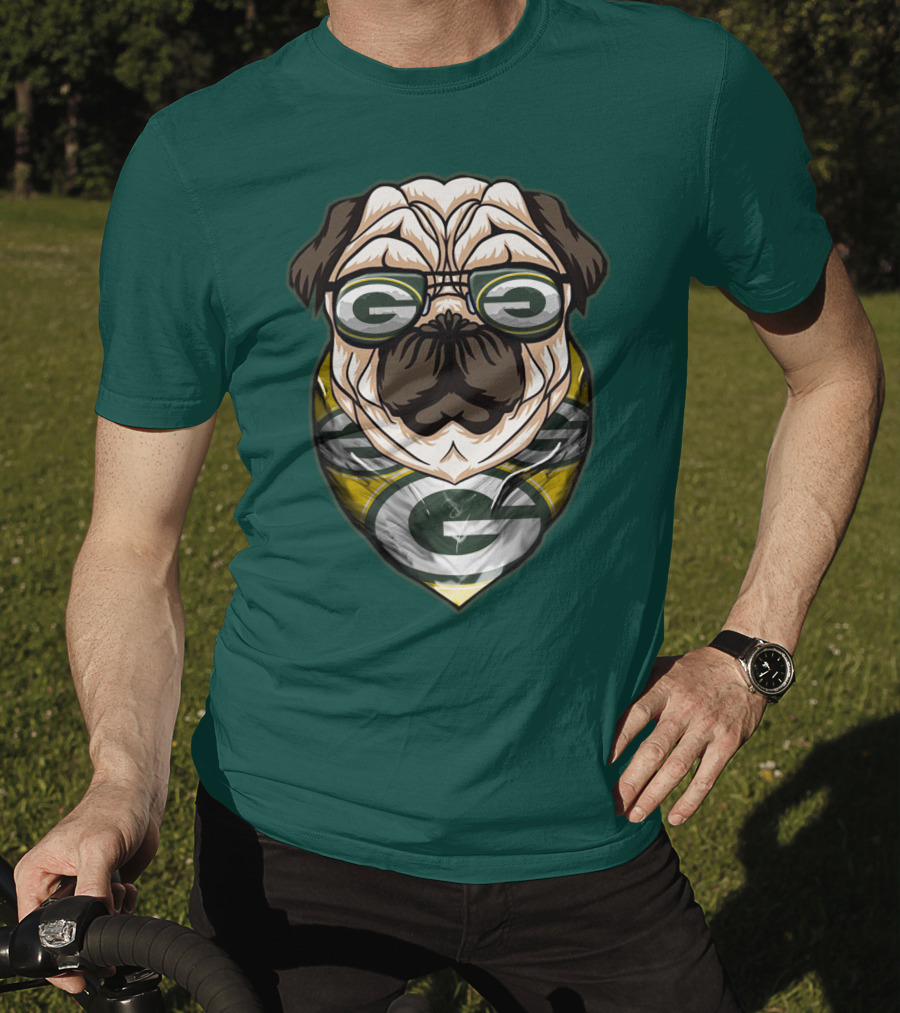 Green Bay Packers Pet Lover Pug Dog Football T-Shirt
