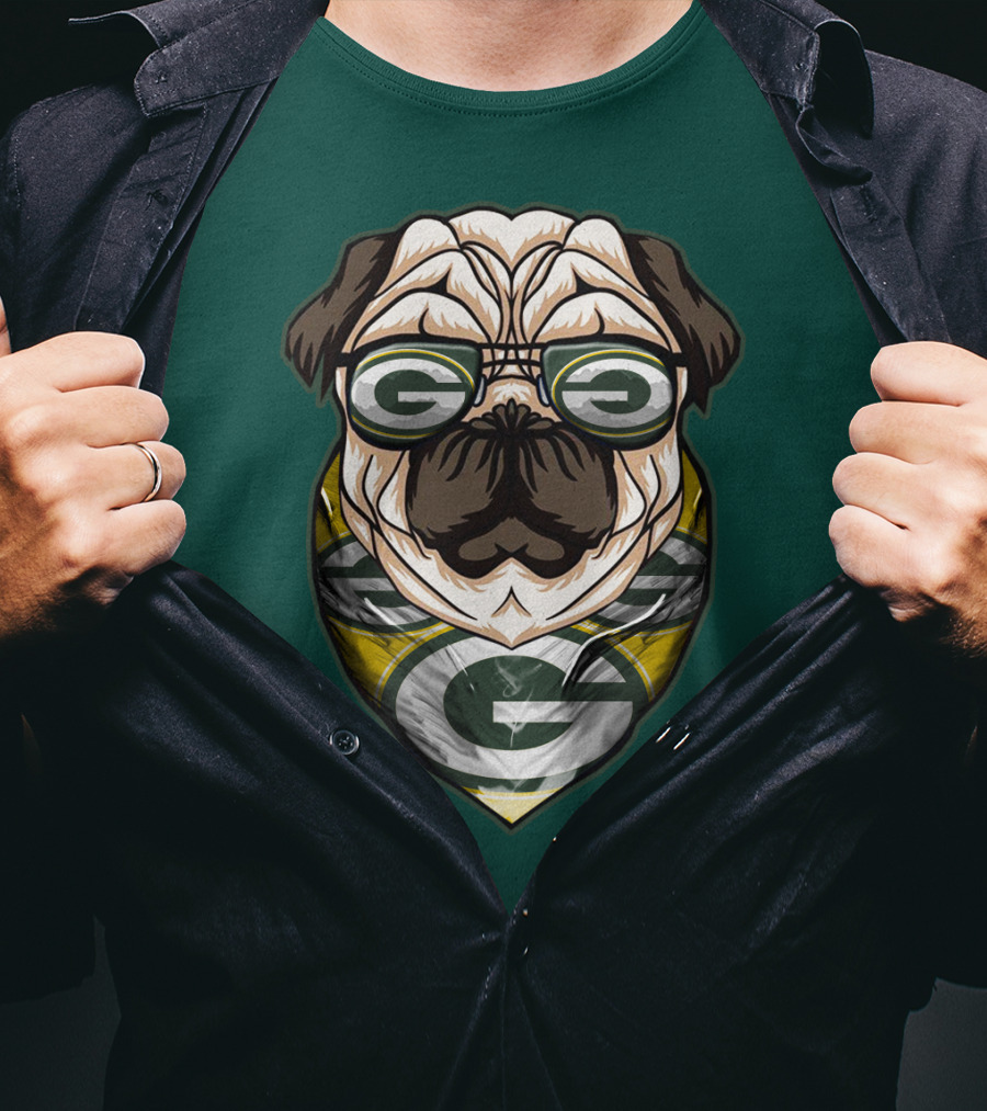 Green Bay Packers Pet Lover Pug Dog Football T-Shirt
