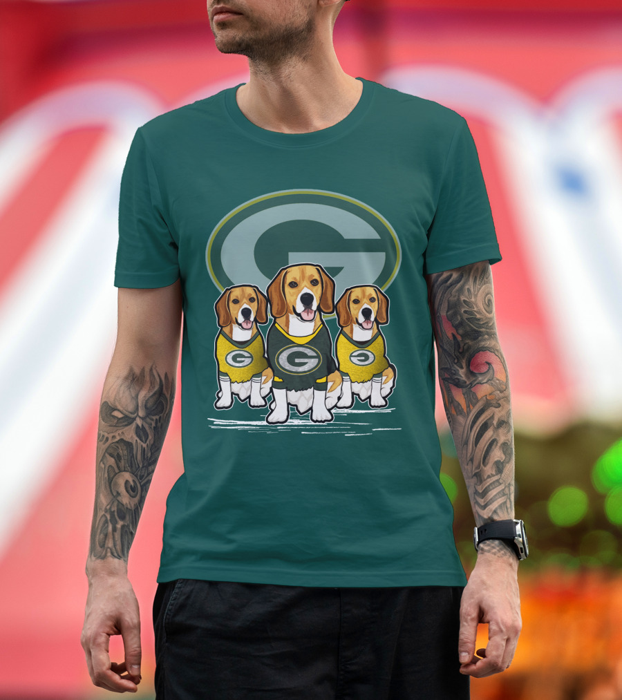 Green Bay Packers Dogs In Team Jerseys T-Shirt