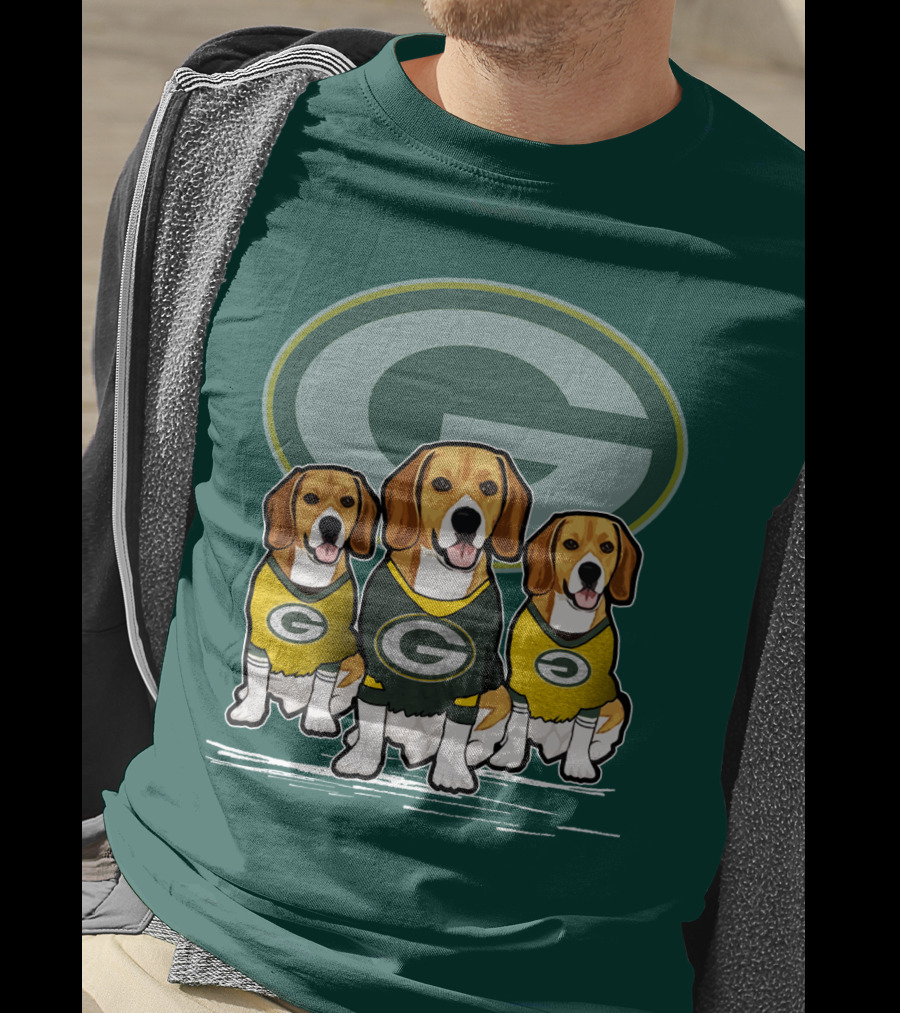 Green Bay Packers Dogs In Team Jerseys T-Shirt