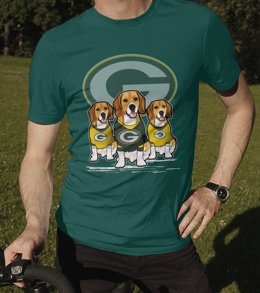 Green Bay Packers Dogs In Team Jerseys T-Shirt