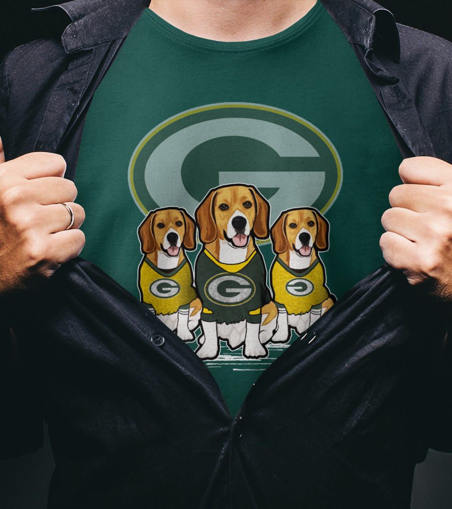 Green Bay Packers Dogs In Team Jerseys T-Shirt