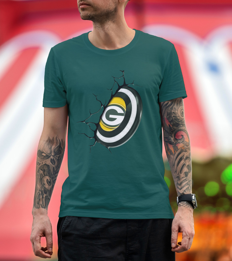 Green Bay Packers Cracked Logo Burst T-Shirt