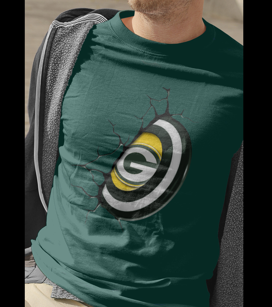Green Bay Packers Cracked Logo Burst T-Shirt