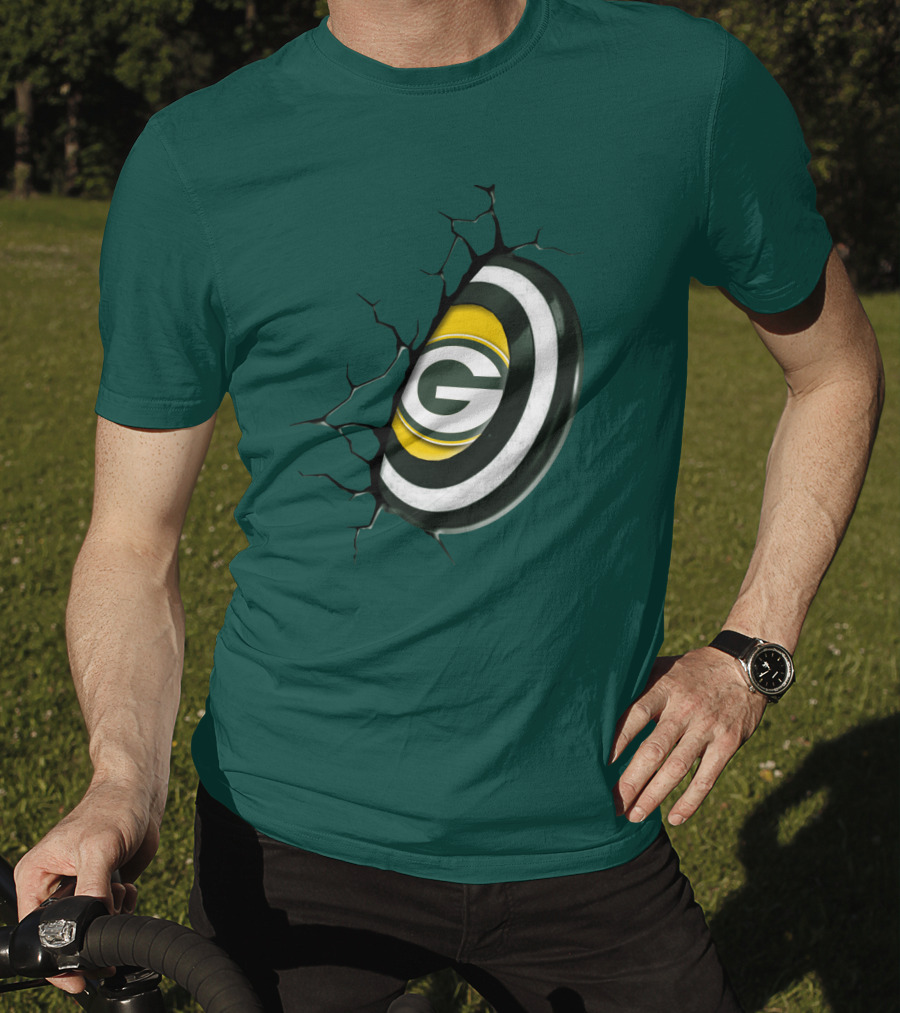 Green Bay Packers Cracked Logo Burst T-Shirt