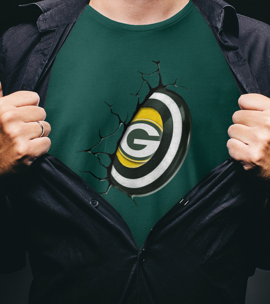 Green Bay Packers Cracked Logo Burst T-Shirt