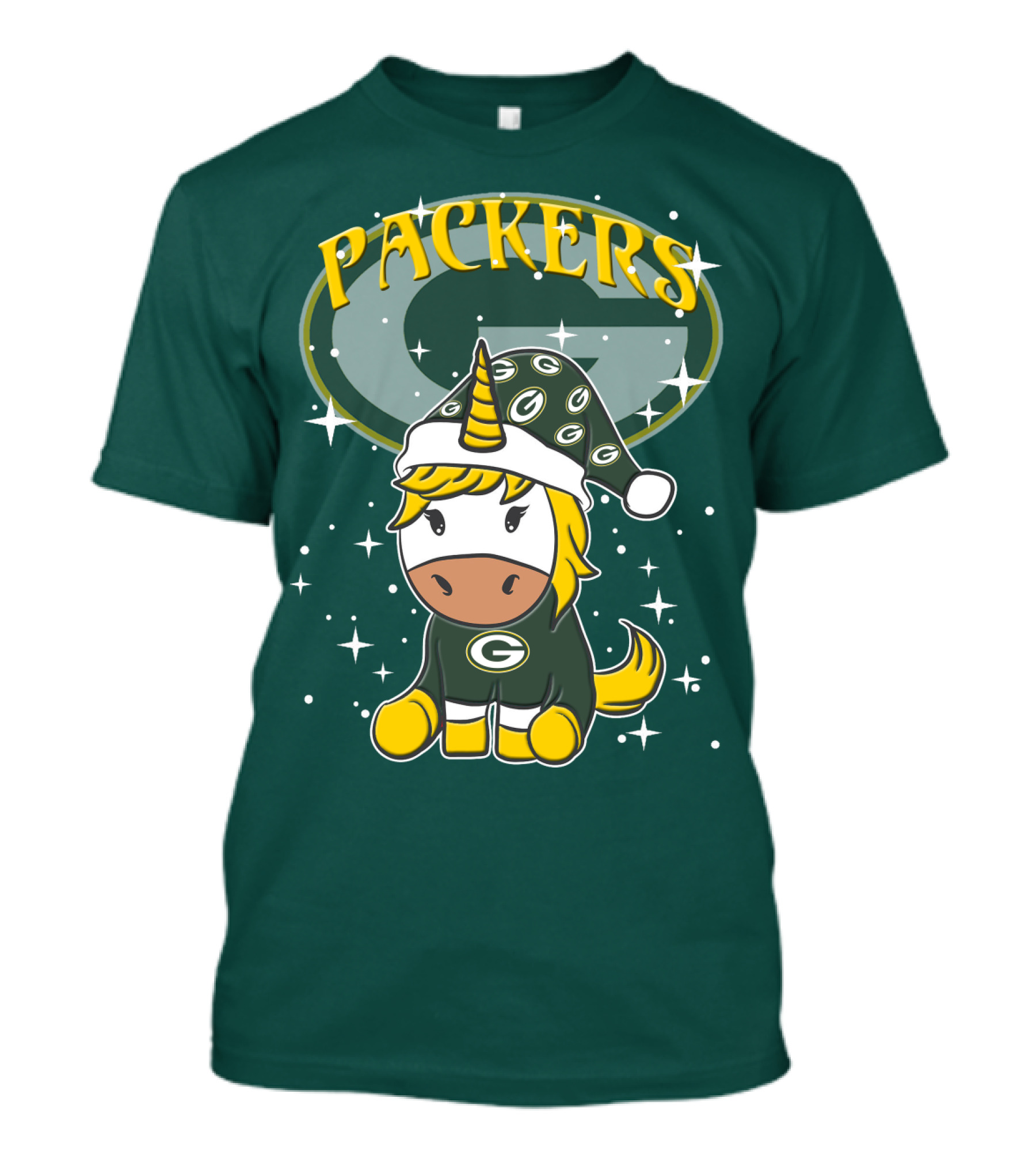 Packers Unicorn In Green Bay Colors With Stars And Logos T-Shirt