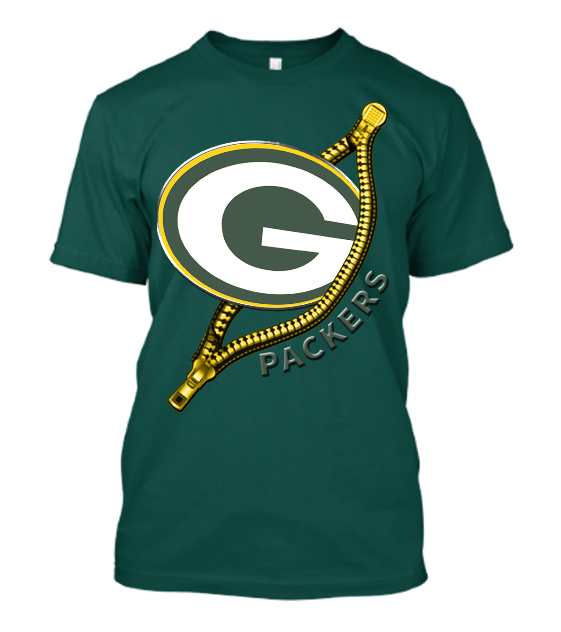 Green Bay Packers Logo With Zipper Elements T-Shirt