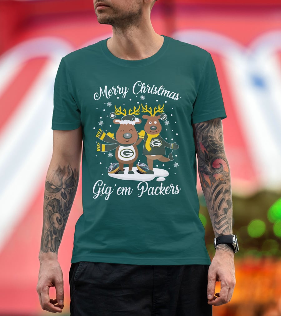 Merry Christmas Gig 'Em Green Bay Packers T-Shirt