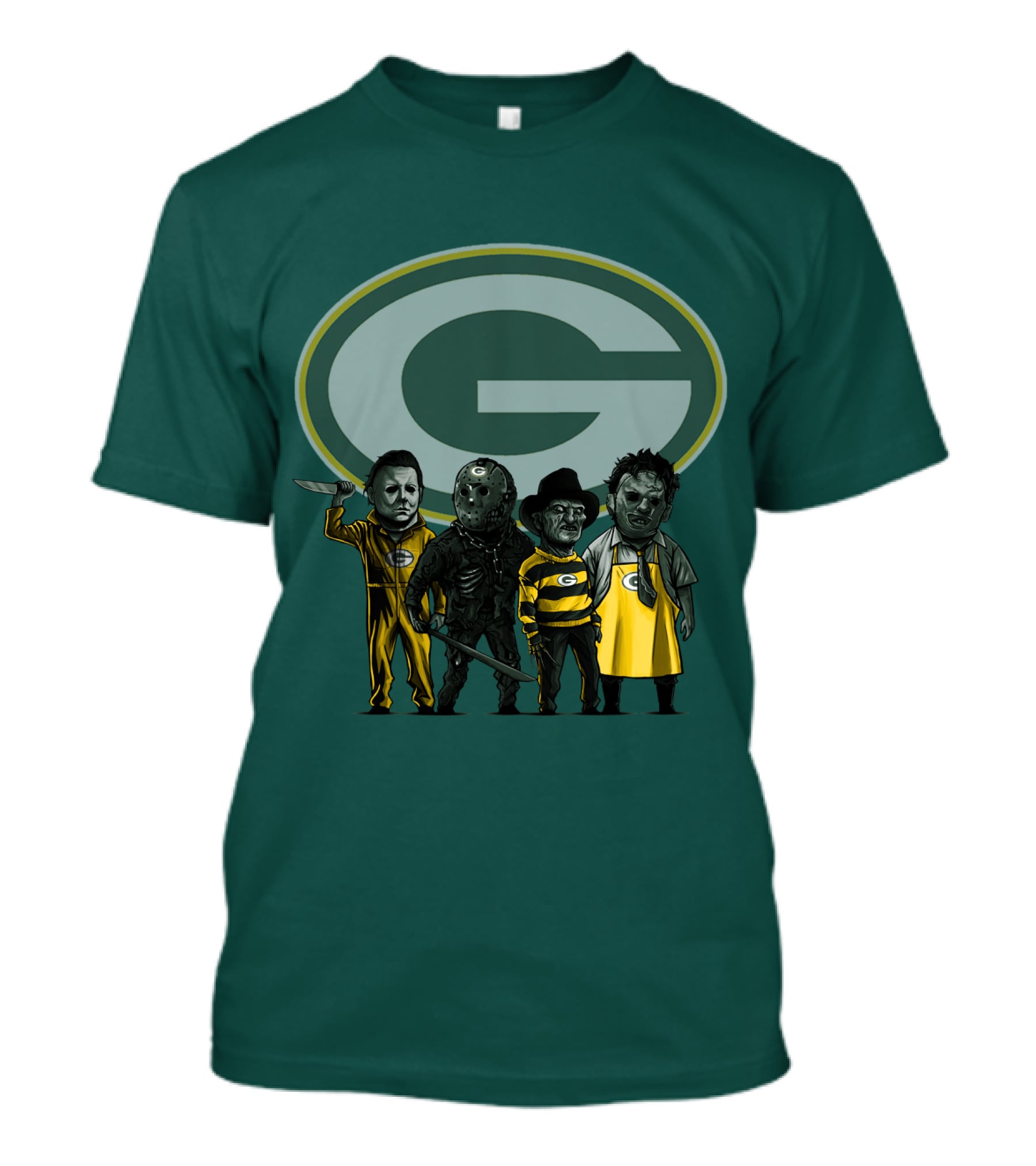 Green Bay Packers Horror Icons Characters T-Shirt