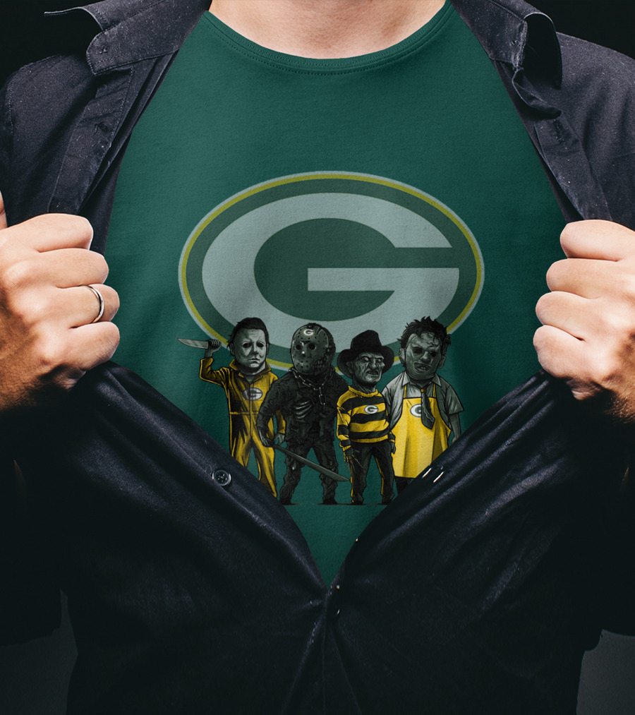 Green Bay Packers Horror Icons Characters T-Shirt