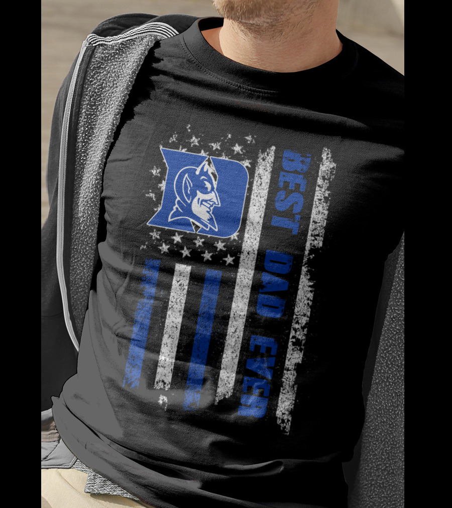 Duke Blue Devils Best Dad Ever American Flag T-Shirt
