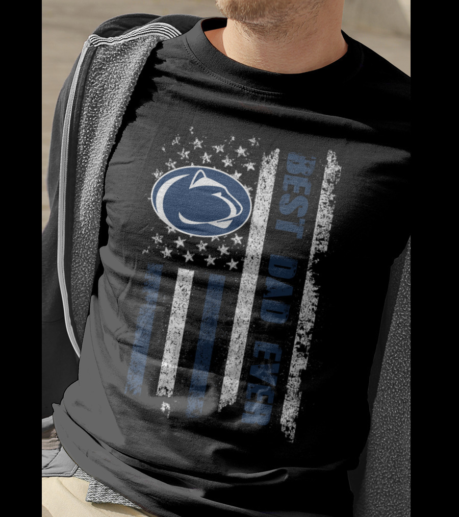 Best Dad Ever Penn State Nittany Lions American Flag Tribute T-Shirt