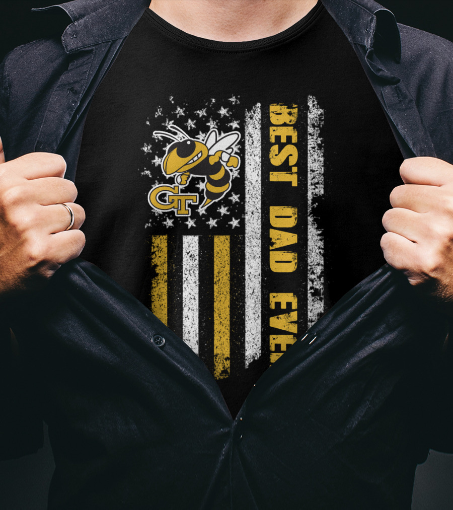 Gt Yellow Jacket Best Dad Ever Flag T-Shirt