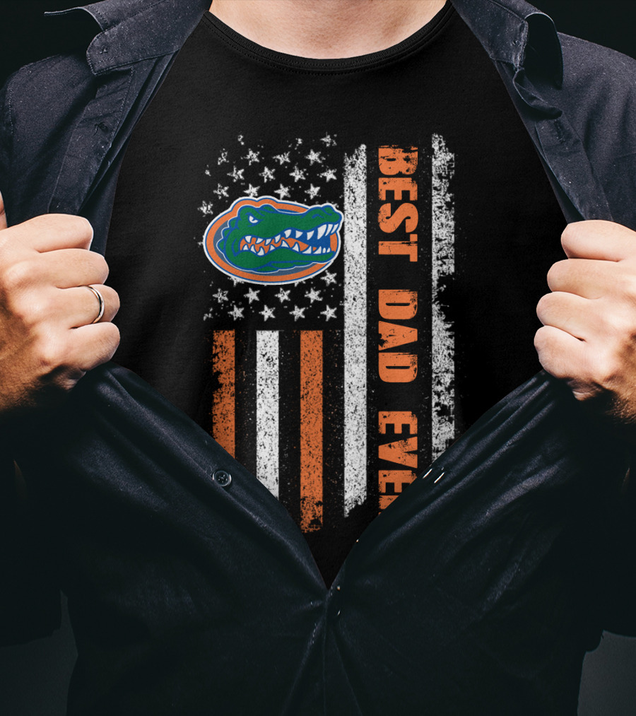 Best Dad Ever Florida Gators American Flag T-Shirt