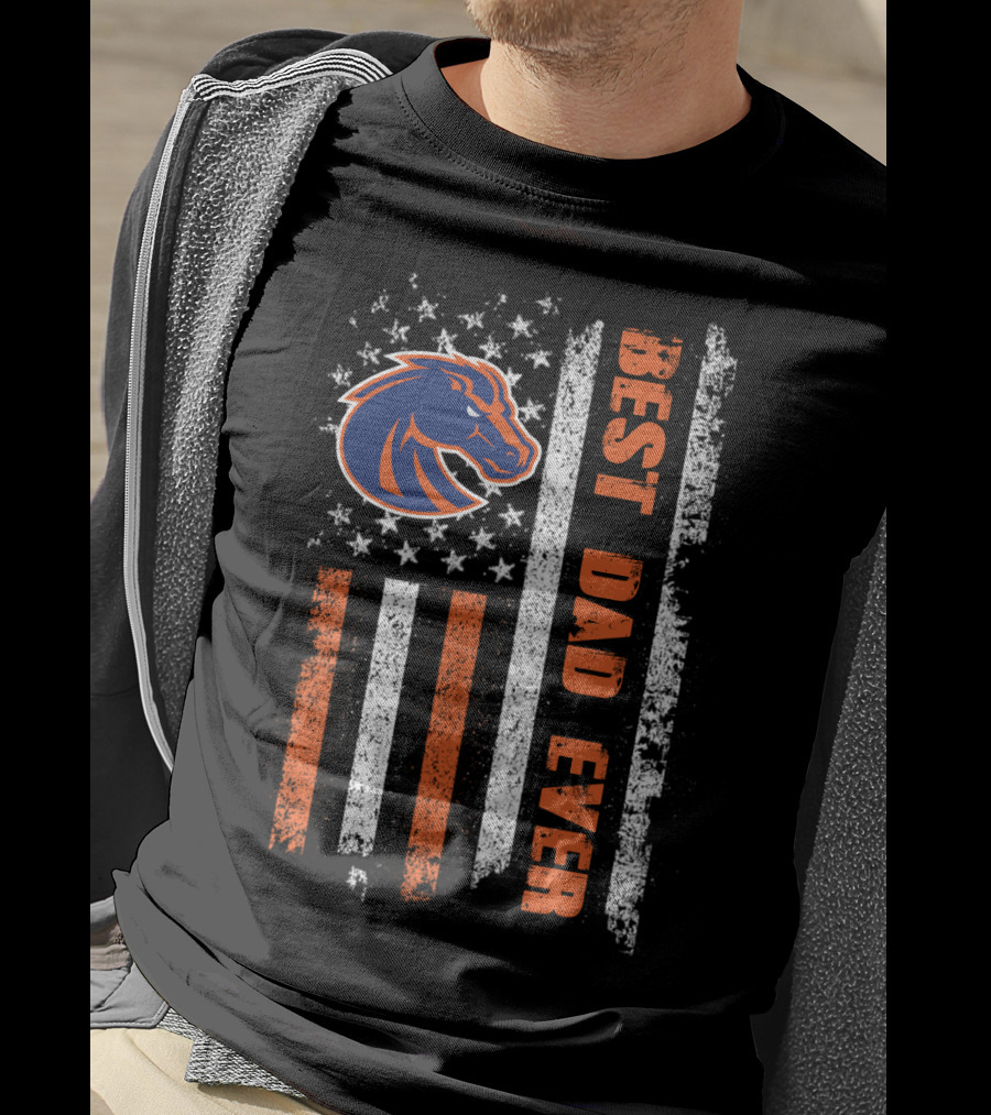 Boise State Broncos Best Dad Ever American Flag T-Shirt