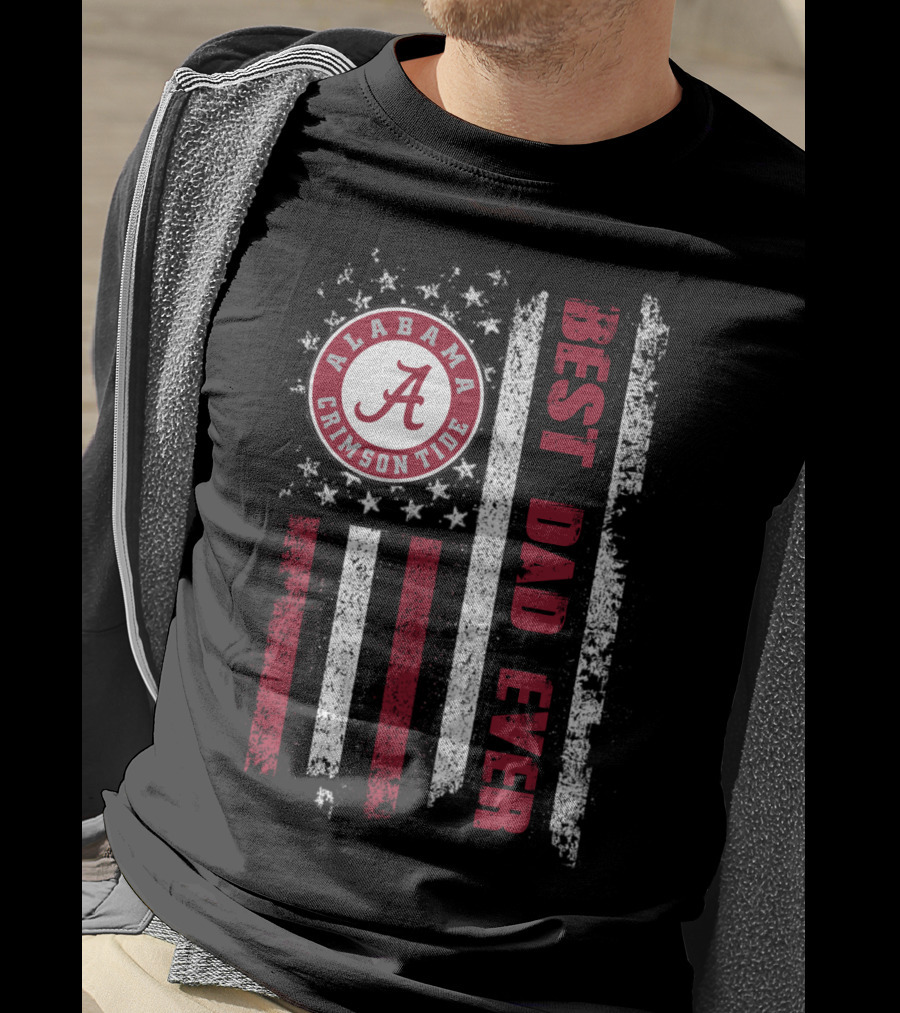 Alabama Crimson Tide Best Dad Ever American Flag T-Shirt