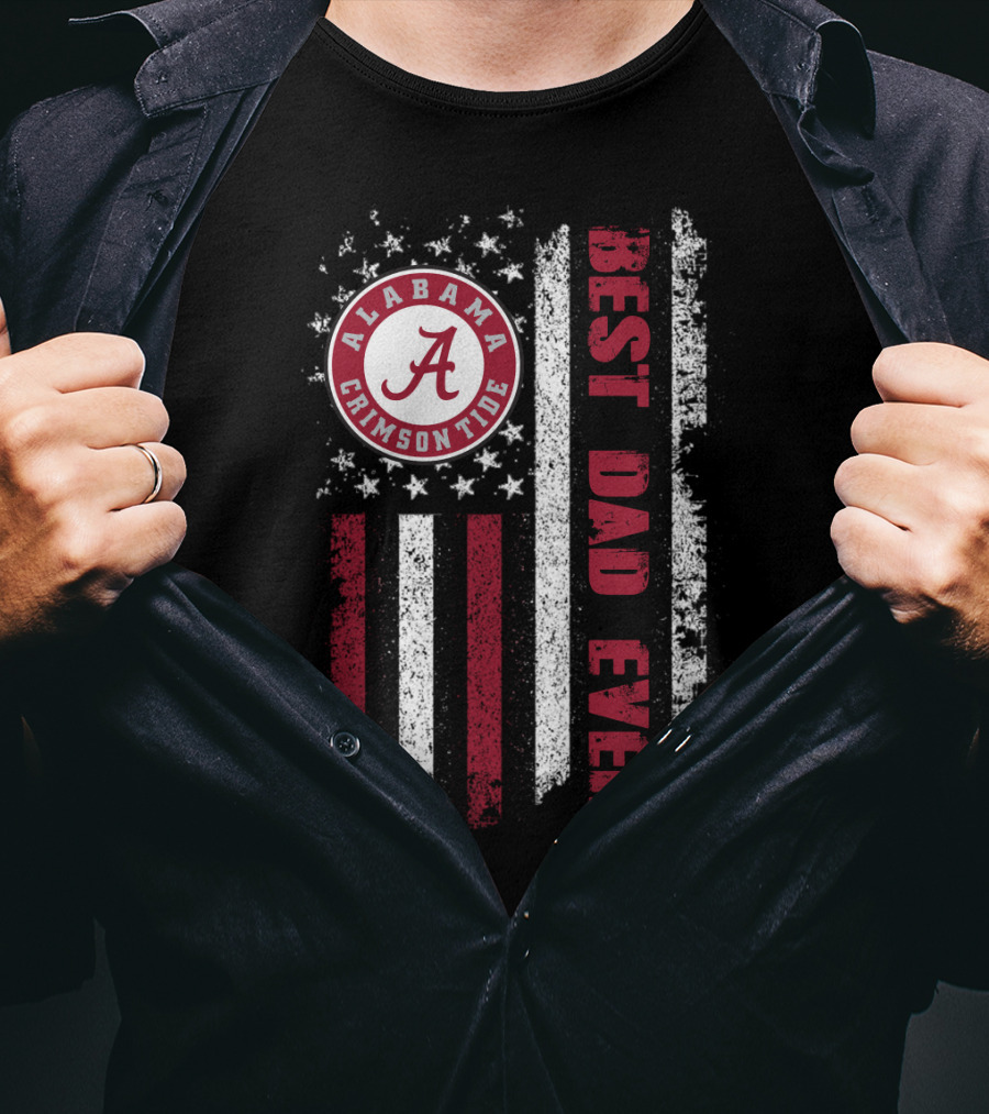 Alabama Crimson Tide Best Dad Ever American Flag T-Shirt