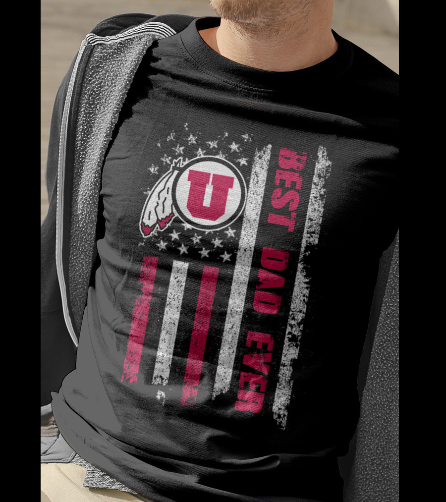 Utah Utes Best Dad Ever American Flag T-Shirt