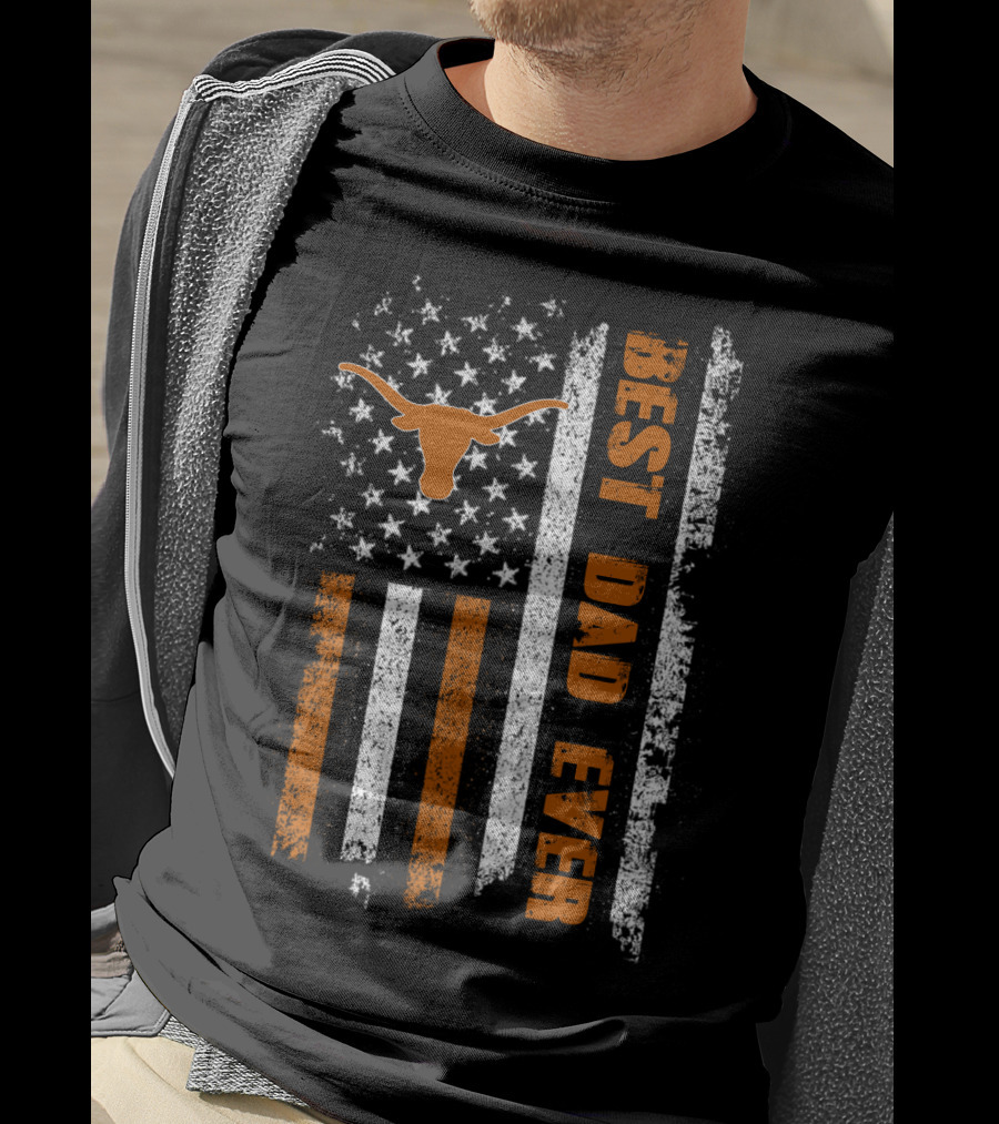 Best Dad Ever Longhorn Flag Evd 064 T-Shirt