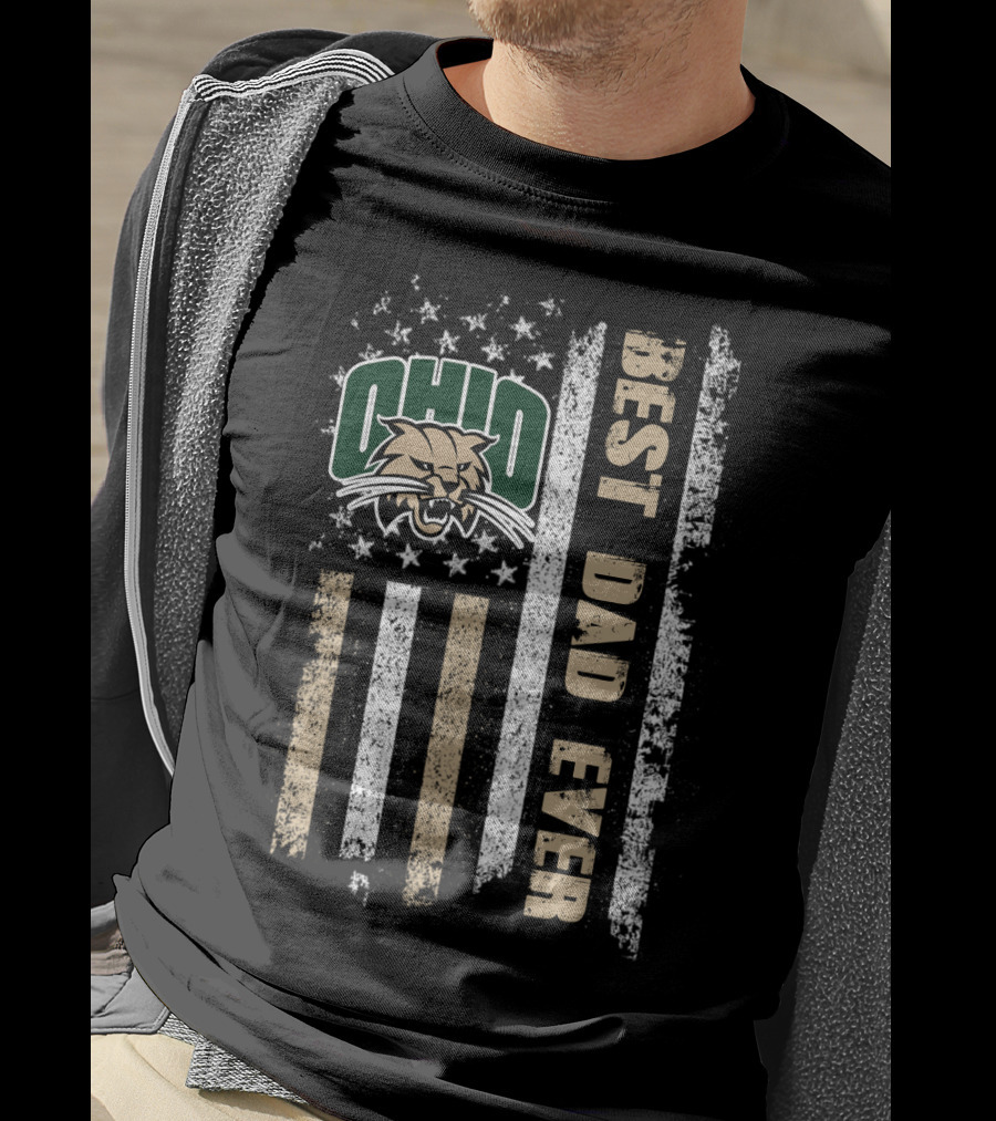 Ohio Bobcats Best Dad Ever American Flag T-Shirt