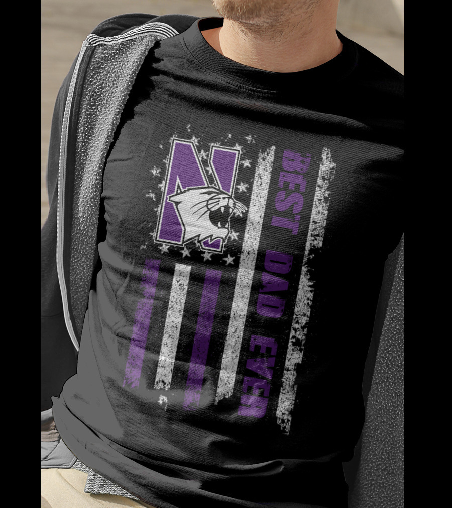 Northwestern Wildcats Best Dad Ever Flag Style Evd 055 T-Shirt
