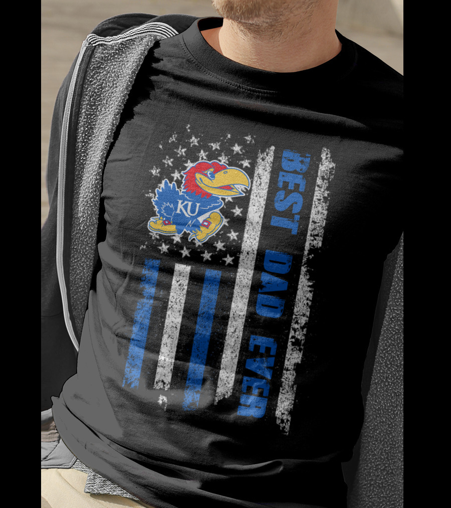 Ku Jayhawks Best Dad Ever American Flag T-Shirt