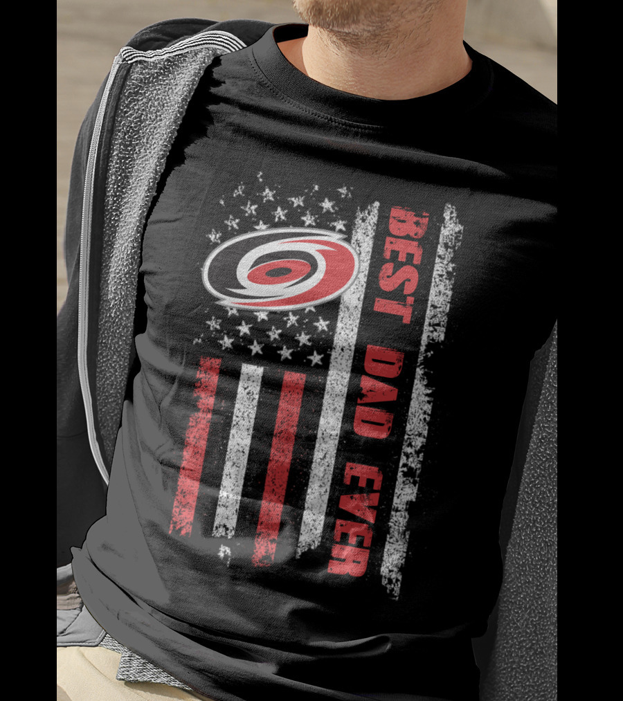 Best Dad Ever American Flag Carolina Hurricanes T-Shirt