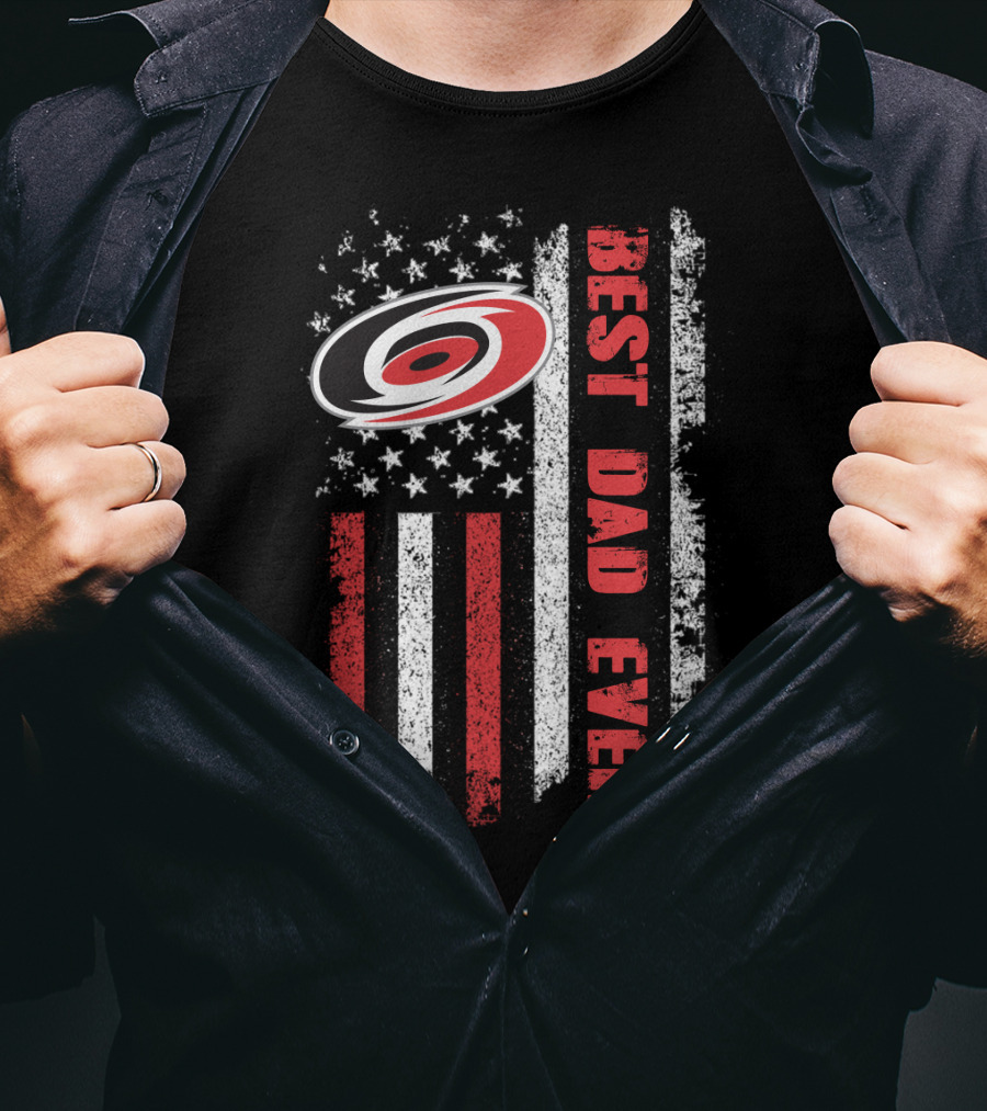 Best Dad Ever American Flag Carolina Hurricanes T-Shirt