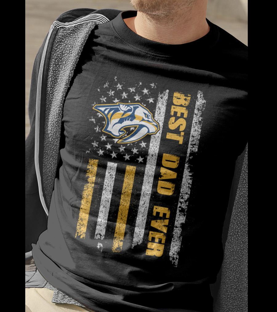 Nashville Predators Best Dad Ever Usa Flag Evd 015 T-Shirt