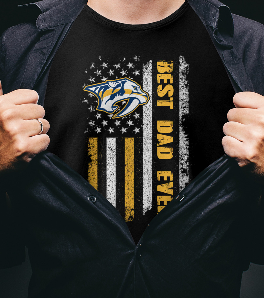 Nashville Predators Best Dad Ever Usa Flag Evd 015 T-Shirt