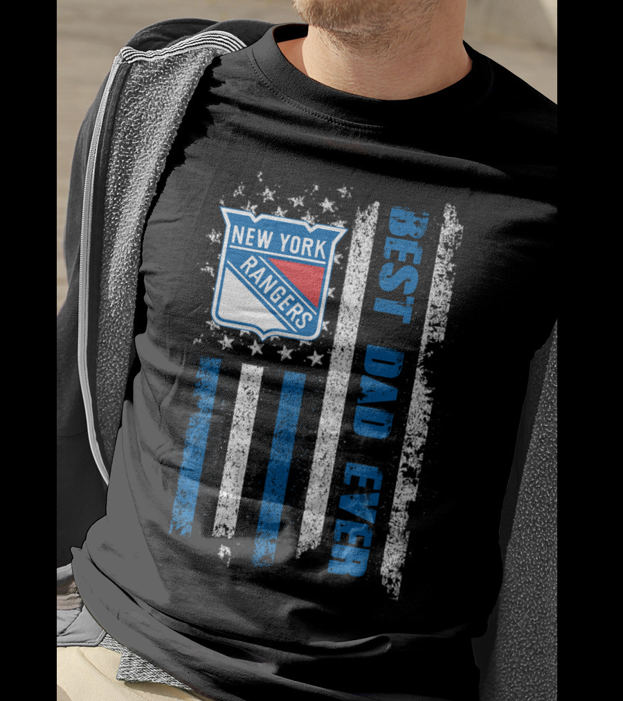 New York Rangers Best Dad Ever Stars Stripes Flag T-Shirt