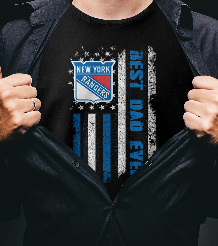 New York Rangers Best Dad Ever Stars Stripes Flag T-Shirt