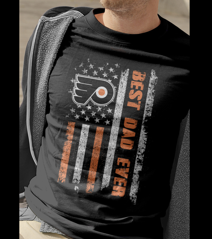 Philadelphia Flyers Best Dad Ever American Flag Distressed Style T-Shirt