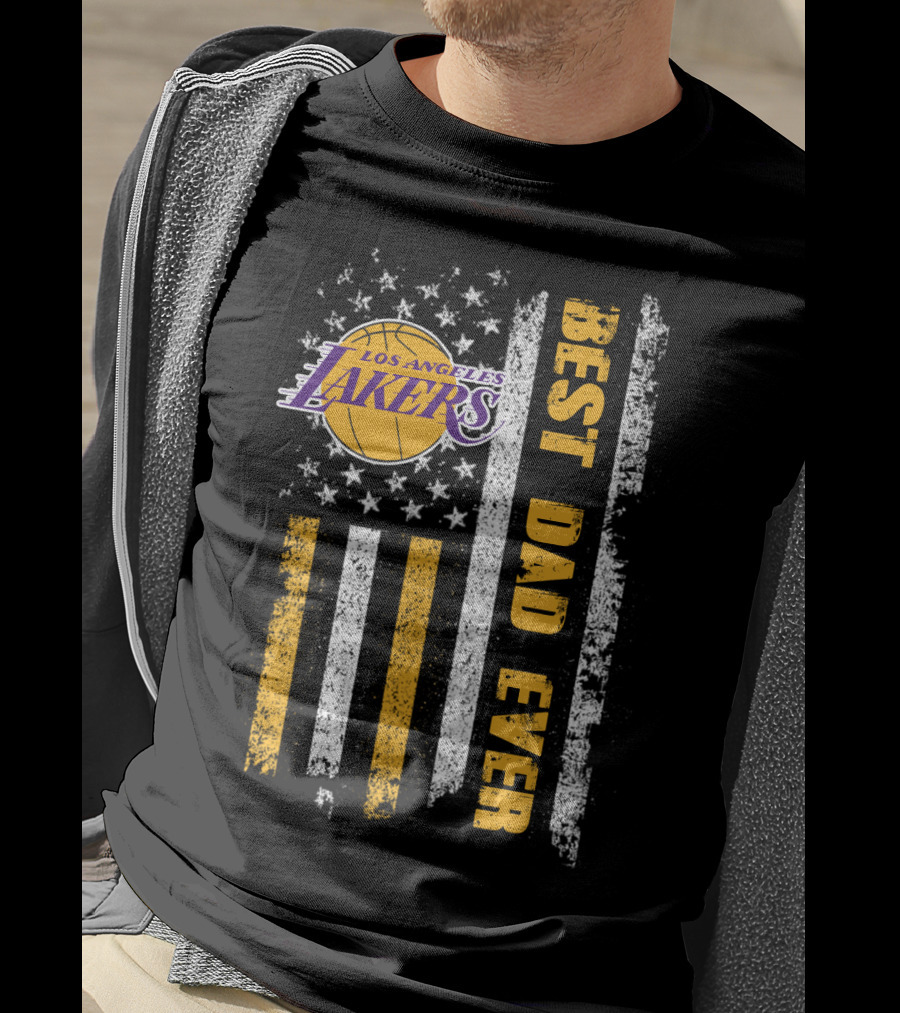 Los Angeles Lakers Best Dad Ever Flag T-Shirt