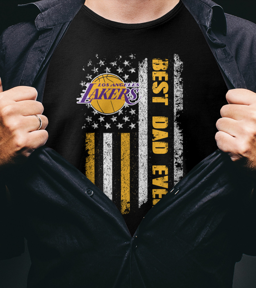 Los Angeles Lakers Best Dad Ever Flag T-Shirt