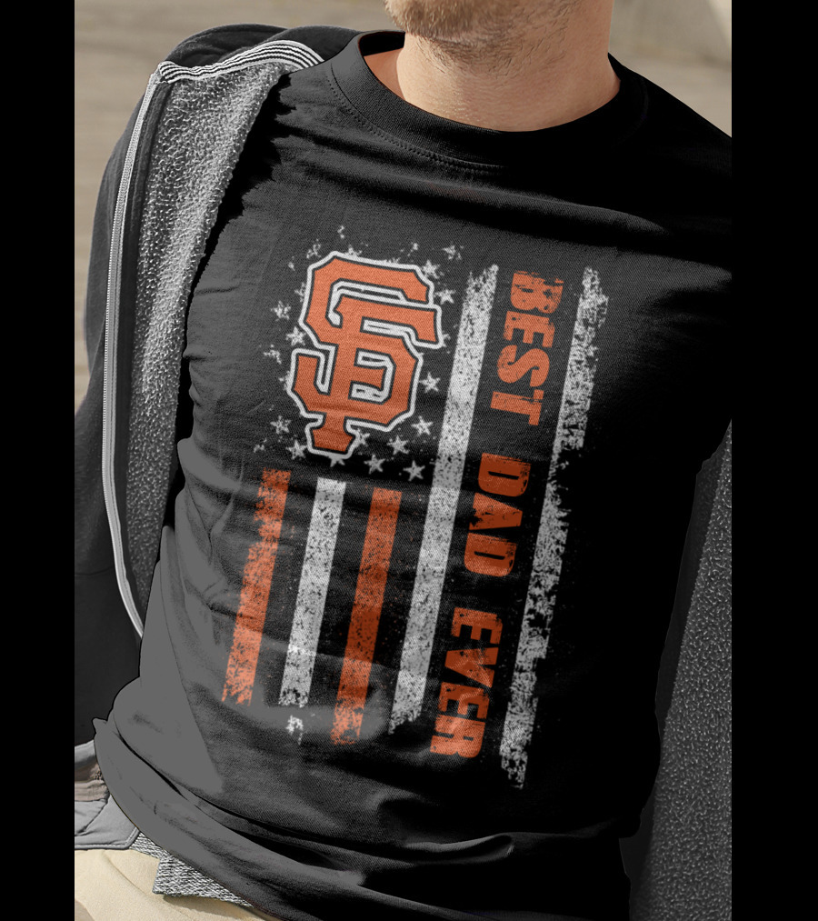 Sf Orange Logo Best Dad Ever American Flag T-Shirt