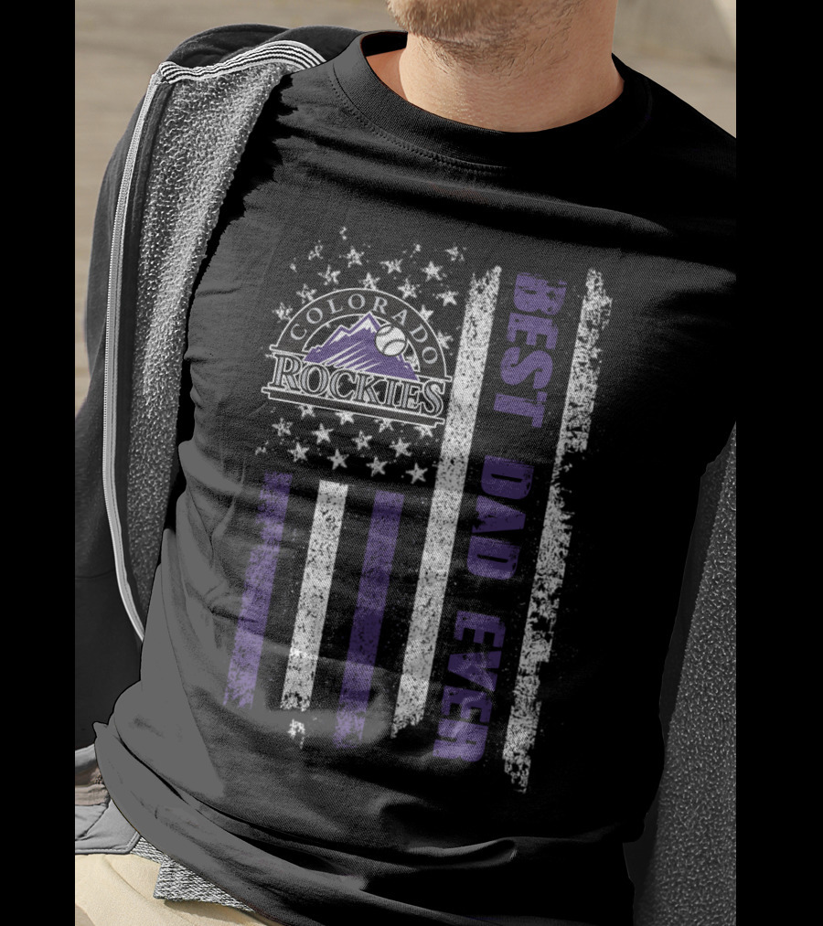 Colorado Rockies Best Dad Ever American Flag Vintage Evd 110 T-Shirt
