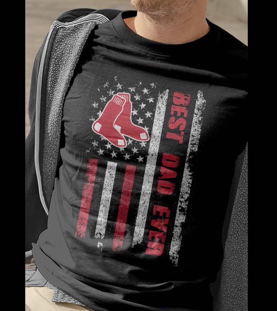 Boston Red Sox Best Dad Ever Patriotic Flag T-Shirt
