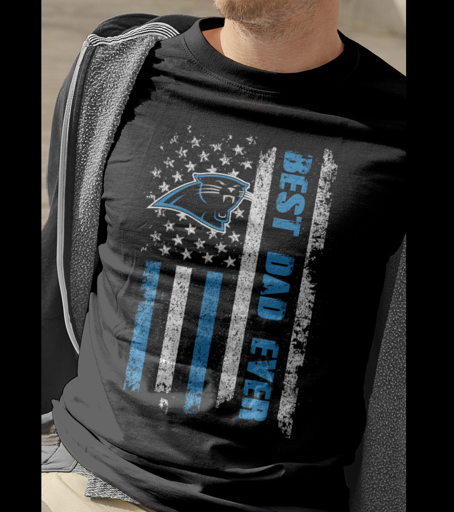 Carolina Panthers Best Dad Ever American Flag T-Shirt