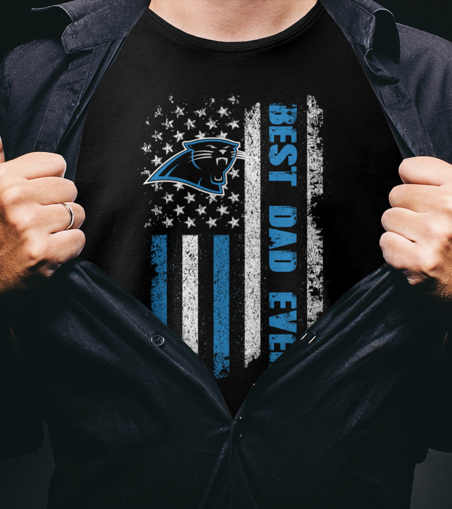 Carolina Panthers Best Dad Ever American Flag T-Shirt