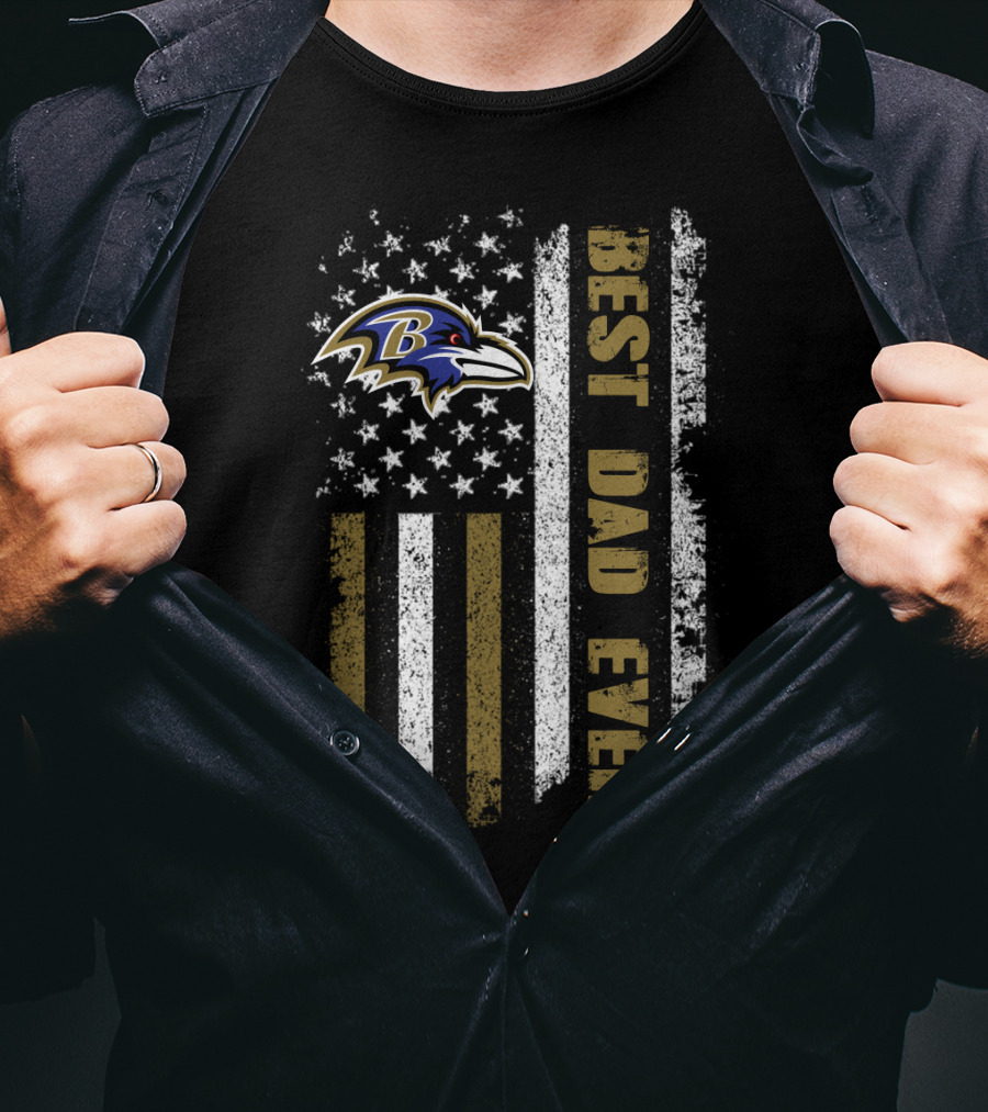 Baltimore Ravens Best Dad Ever American Flag T-Shirt