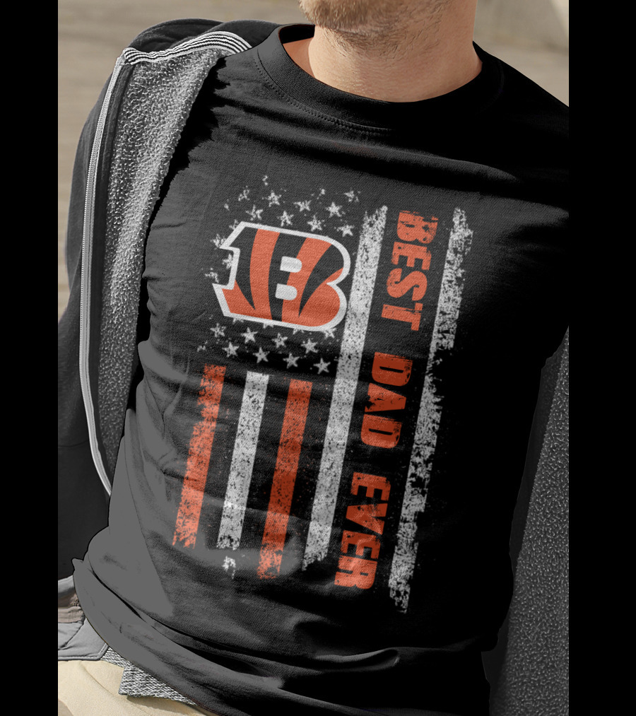 Bengals Best Dad Ever American Flag Evd T-Shirt