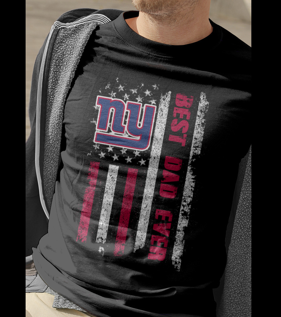 Ny Giants Best Dad Ever Stars And Stripes Evd 124 T-Shirt