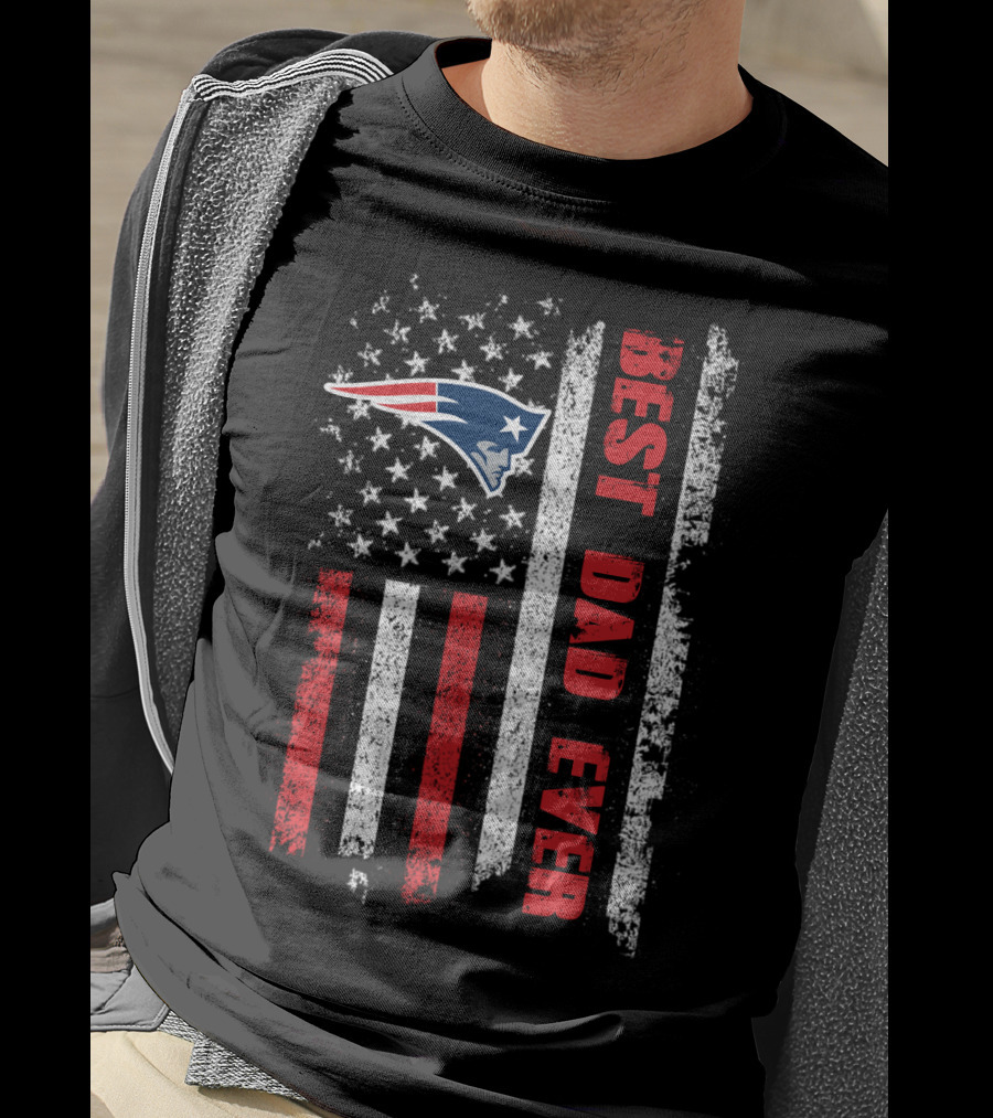 Best Dad Ever New England Patriots Usa Flag T-Shirt