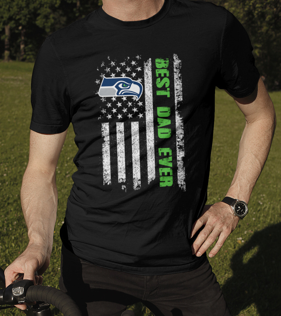 Seattle Seahawks Best Dad Ever American Flag T-Shirt