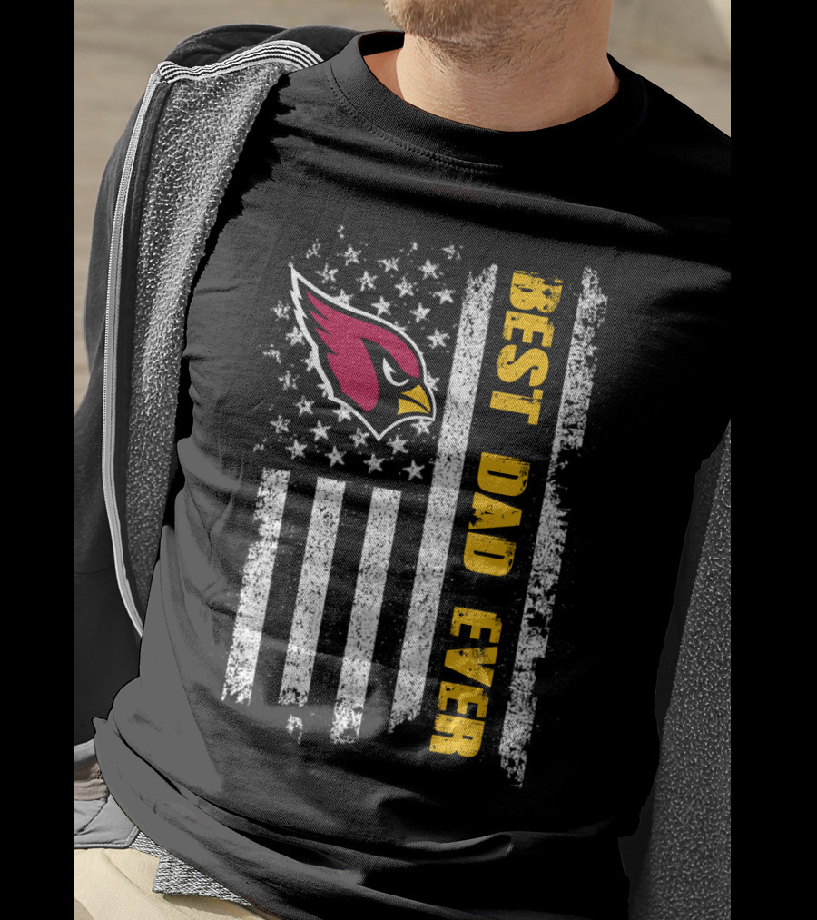 Evd 142 Best Dad Ever Arizona Cardinals American Flag T-Shirt